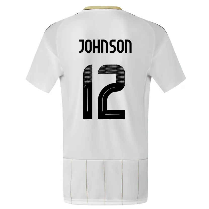 Danxen Homme Maillot Costa Rica Shawn Johnson #12 Blanc Tenues Extérieur 24-26 T-Shirt
