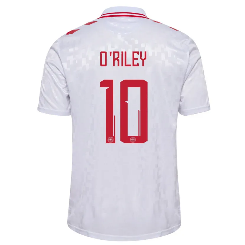 Danxen Homme Maillot Danemark Matt O'riley #10 Blanc Tenues Extérieur 24-26 T-Shirt