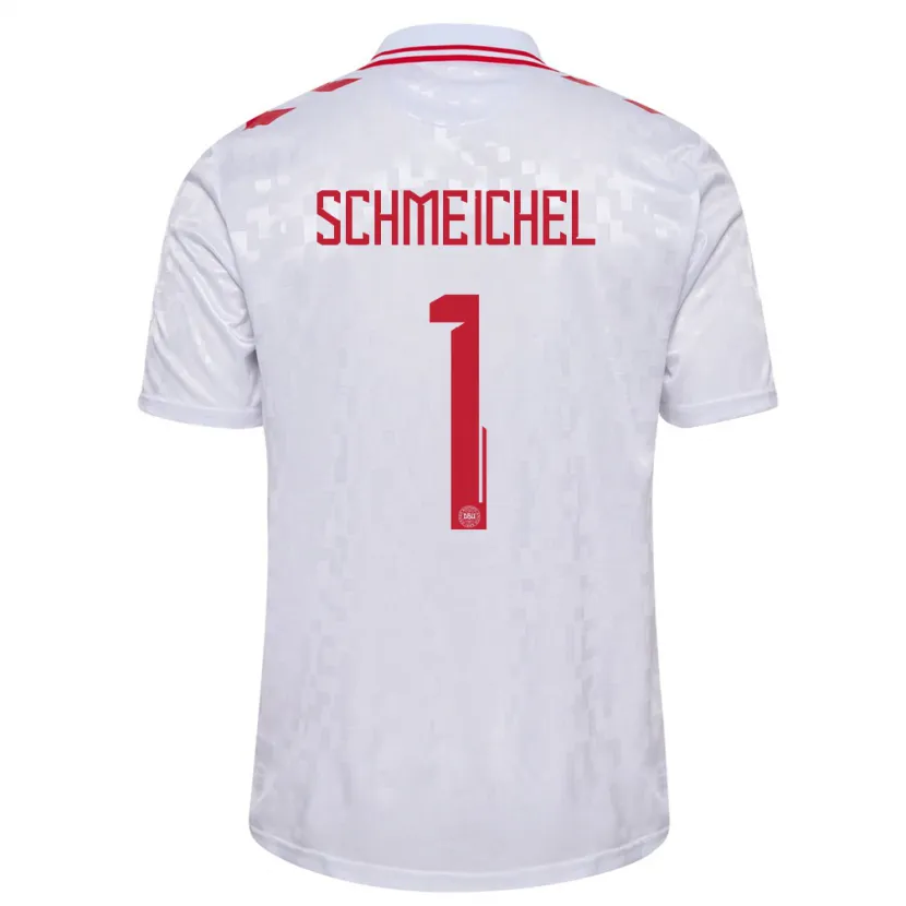 Danxen Homme Maillot Danemark Kasper Schmeichel #1 Blanc Tenues Extérieur 24-26 T-Shirt