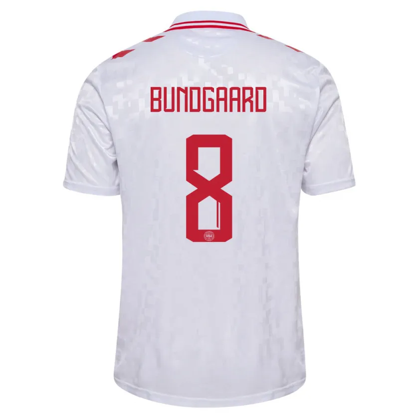 Danxen Homme Maillot Danemark Filip Bundgaard #8 Blanc Tenues Extérieur 24-26 T-Shirt