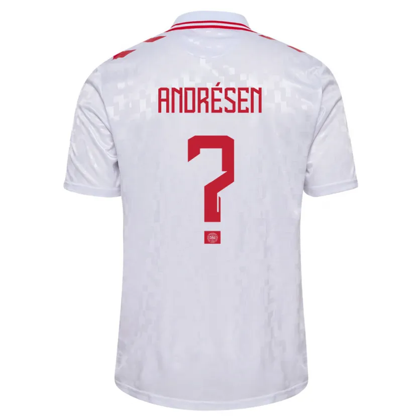 Danxen Homme Maillot Danemark Aske Andrésen #0 Blanc Tenues Extérieur 24-26 T-Shirt