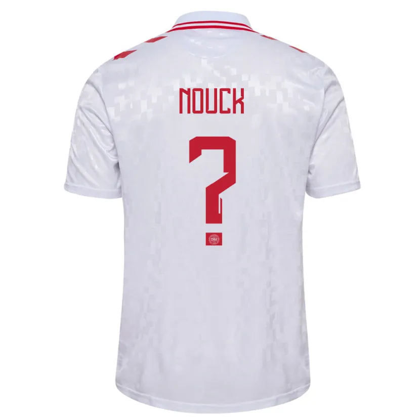 Danxen Homme Maillot Danemark Charly Nouck #0 Blanc Tenues Extérieur 24-26 T-Shirt