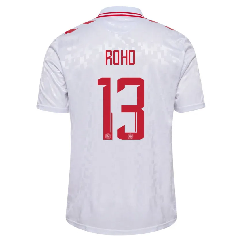 Danxen Homme Maillot Danemark Emil Rohd #13 Blanc Tenues Extérieur 24-26 T-Shirt