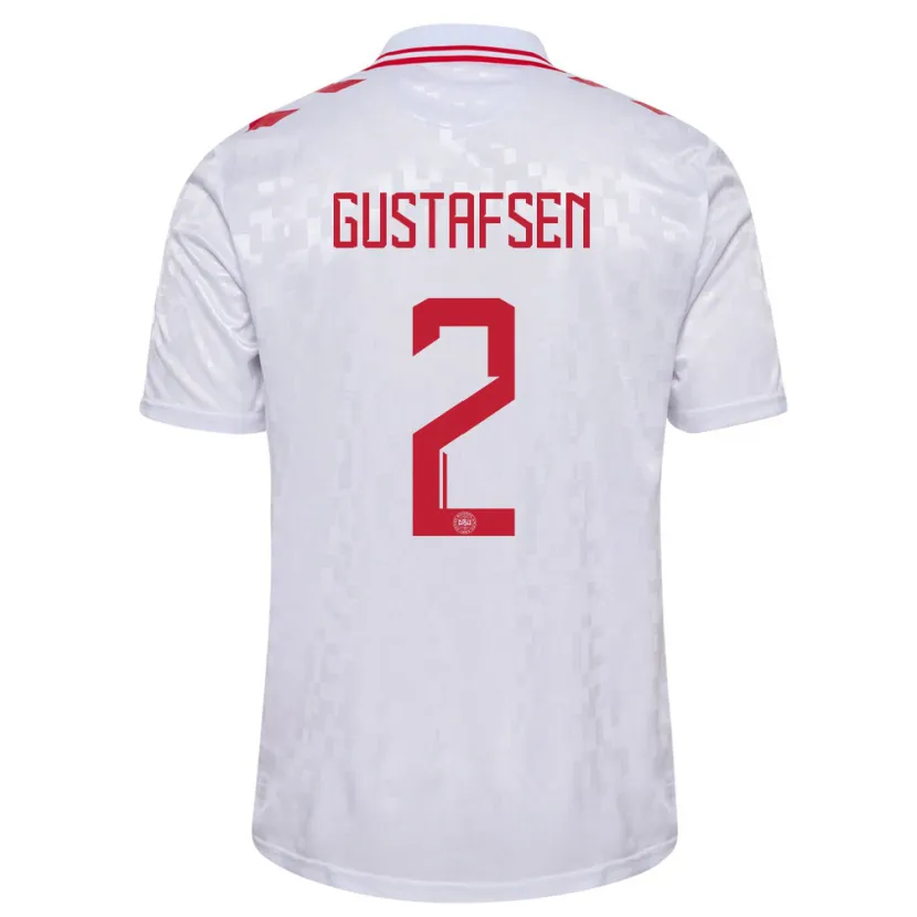 Danxen Homme Maillot Danemark Victor Gustafsen #2 Blanc Tenues Extérieur 24-26 T-Shirt