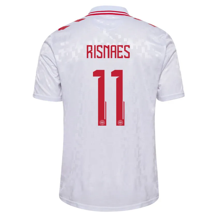 Danxen Homme Maillot Danemark Roberto Risnaes #11 Blanc Tenues Extérieur 24-26 T-Shirt