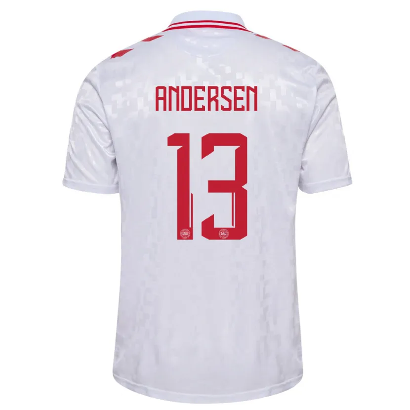Danxen Homme Maillot Danemark Frej Andersen #13 Blanc Tenues Extérieur 24-26 T-Shirt