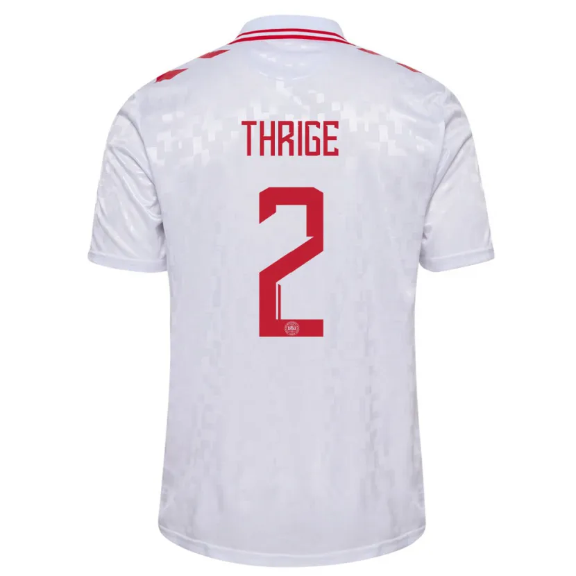 Danxen Homme Maillot Danemark Sara Thrige #2 Blanc Tenues Extérieur 24-26 T-Shirt