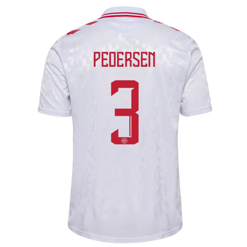 Danxen Homme Maillot Danemark Stine Ballisager Pedersen #3 Blanc Tenues Extérieur 24-26 T-Shirt