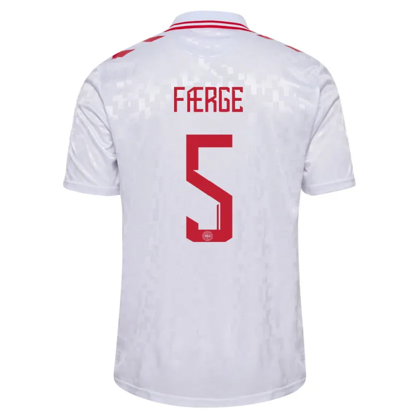 Danxen Homme Maillot Danemark Emma Færge #5 Blanc Tenues Extérieur 24-26 T-Shirt