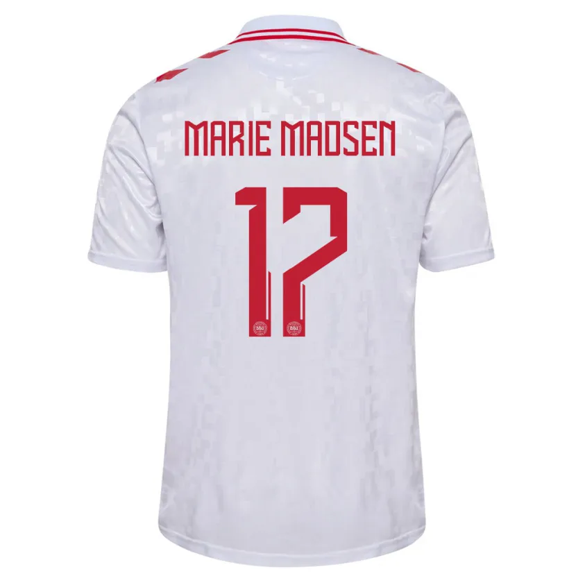 Danxen Homme Maillot Danemark Rikke Marie Madsen #17 Blanc Tenues Extérieur 24-26 T-Shirt