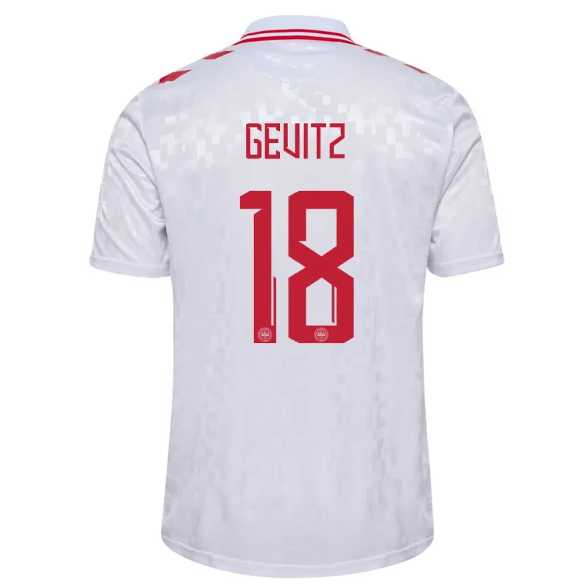 Danxen Homme Maillot Danemark Luna Gevitz #18 Blanc Tenues Extérieur 24-26 T-Shirt