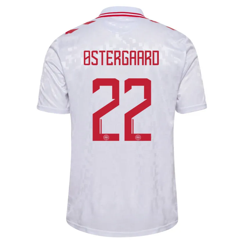 Danxen Homme Maillot Danemark Maja Bay Østergaard #22 Blanc Tenues Extérieur 24-26 T-Shirt