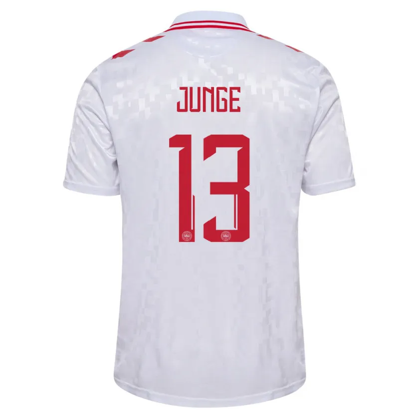 Danxen Homme Maillot Danemark Sofie Junge #13 Blanc Tenues Extérieur 24-26 T-Shirt