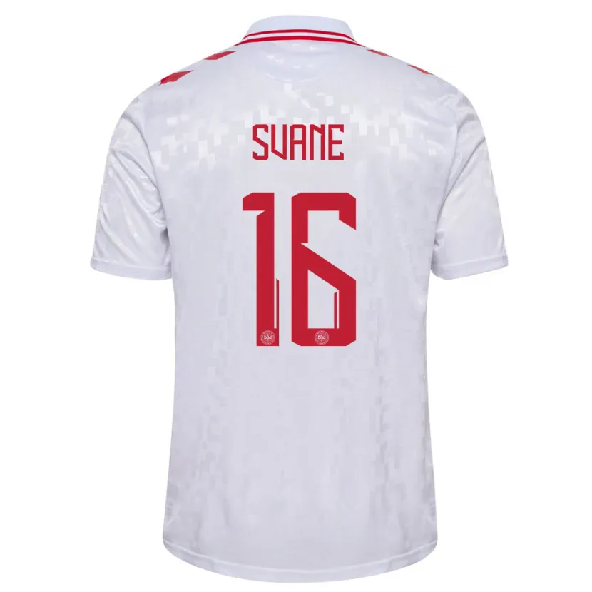 Danxen Homme Maillot Danemark Katrine Svane #16 Blanc Tenues Extérieur 24-26 T-Shirt
