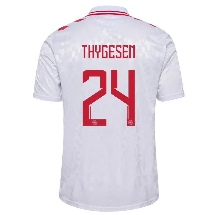 Danxen Homme Maillot Danemark Sarah Thygesen #24 Blanc Tenues Extérieur 24-26 T-Shirt