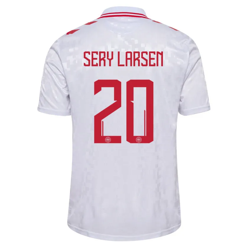 Danxen Homme Maillot Danemark Japhet Sery Larsen #20 Blanc Tenues Extérieur 24-26 T-Shirt