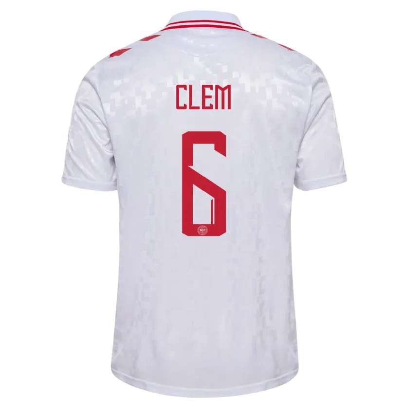 Danxen Homme Maillot Danemark William Clem #6 Blanc Tenues Extérieur 24-26 T-Shirt