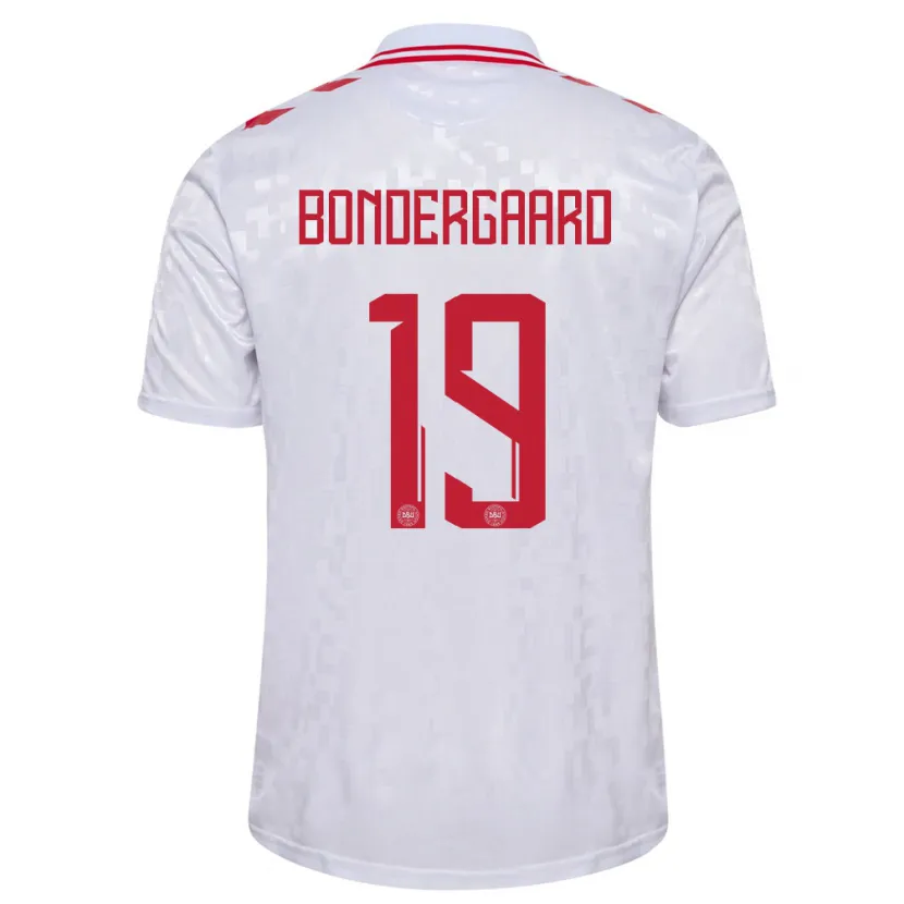 Danxen Homme Maillot Danemark Asbjorn Bondergaard #19 Blanc Tenues Extérieur 24-26 T-Shirt