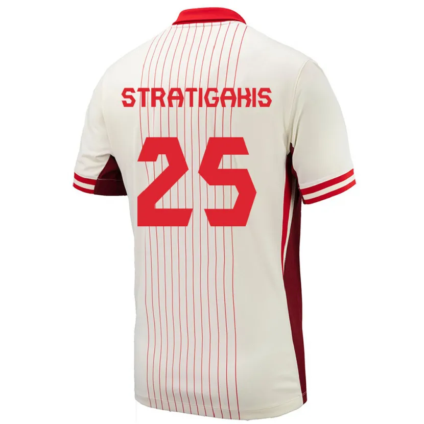 Danxen Homme Maillot Canada Sarah Stratigakis #25 Blanc Tenues Extérieur 24-26 T-Shirt