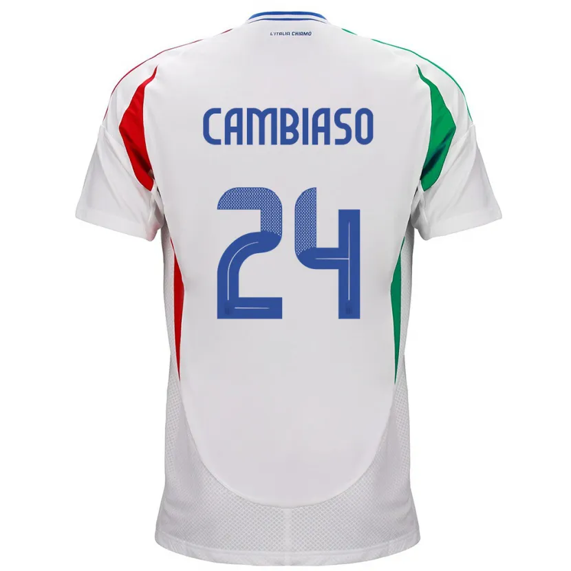 Danxen Homme Maillot Italie Andrea Cambiaso #24 Blanc Tenues Extérieur 24-26 T-Shirt