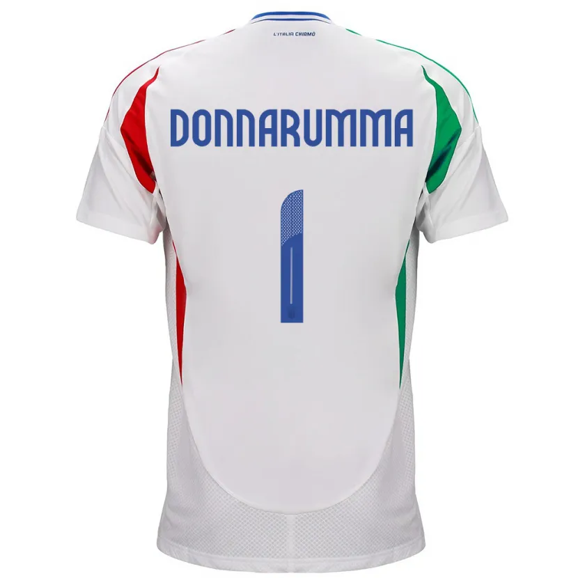 Danxen Homme Maillot Italie Gianluigi Donnarumma #1 Blanc Tenues Extérieur 24-26 T-Shirt
