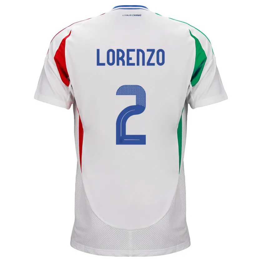 Danxen Homme Maillot Italie Giovanni Di Lorenzo #2 Blanc Tenues Extérieur 24-26 T-Shirt