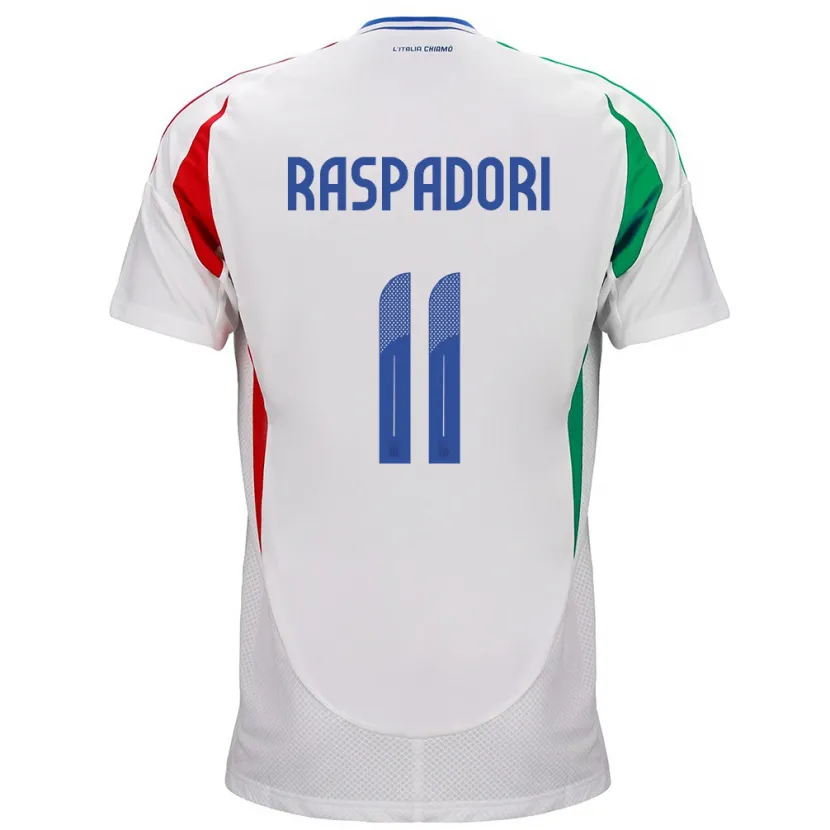 Danxen Homme Maillot Italie Giacomo Raspadori #11 Blanc Tenues Extérieur 24-26 T-Shirt