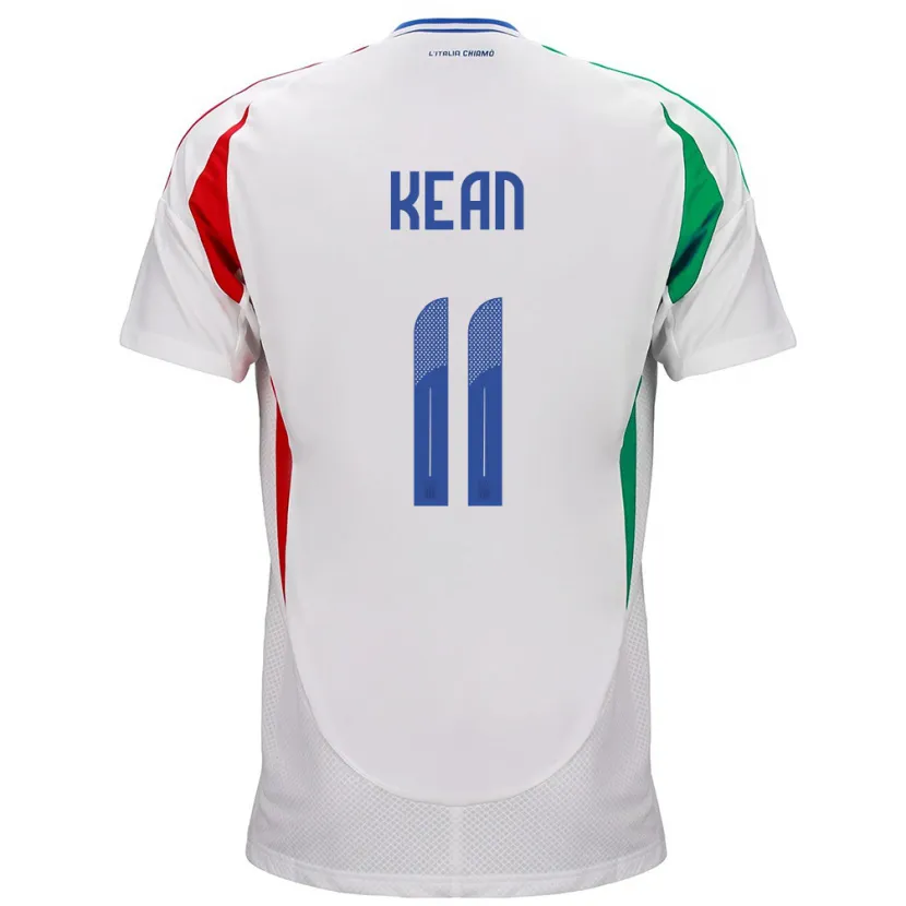 Danxen Homme Maillot Italie Moise Kean #11 Blanc Tenues Extérieur 24-26 T-Shirt