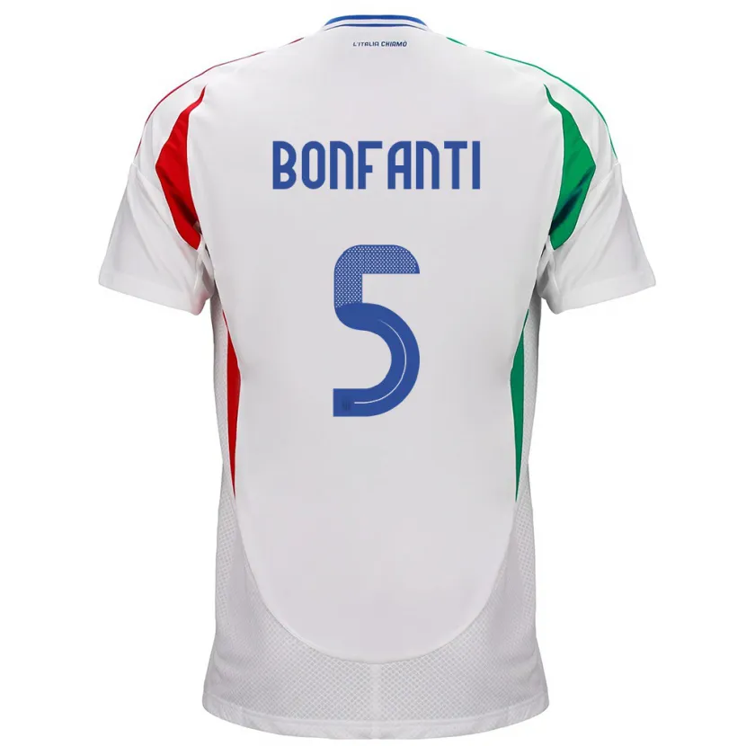 Danxen Homme Maillot Italie Giovanni Bonfanti #5 Blanc Tenues Extérieur 24-26 T-Shirt