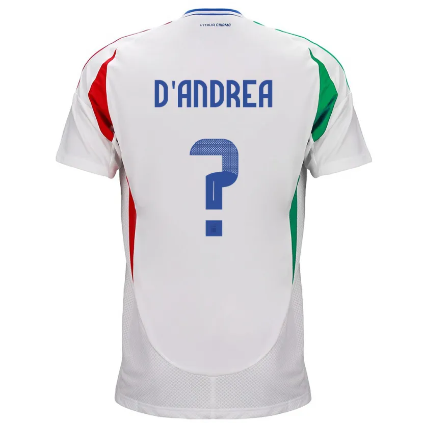 Danxen Homme Maillot Italie Luca D'andrea #0 Blanc Tenues Extérieur 24-26 T-Shirt