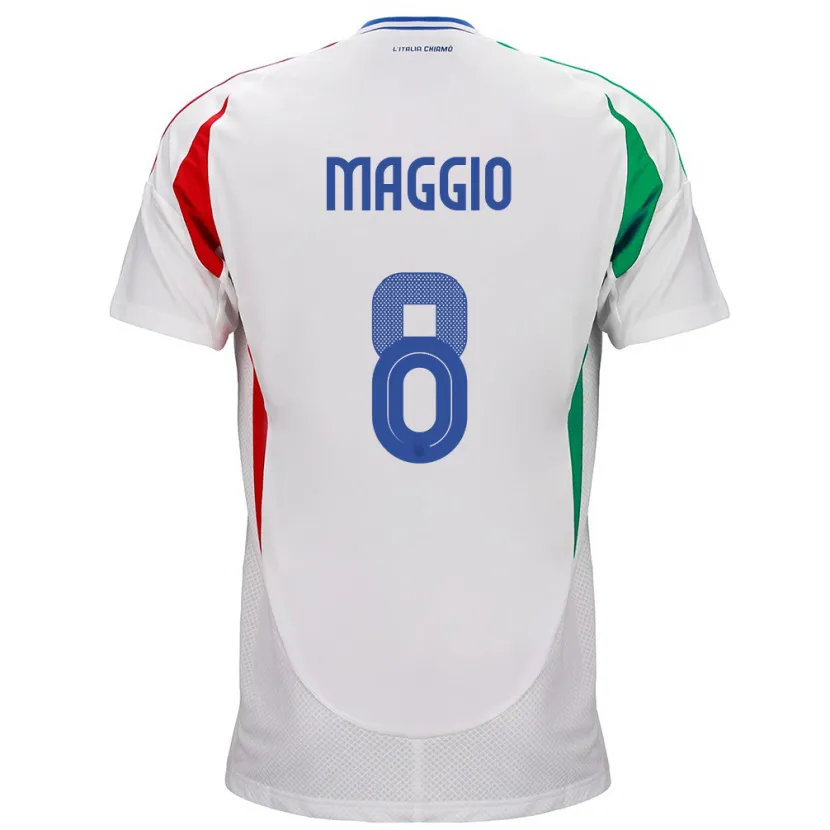 Danxen Homme Maillot Italie Luca Di Maggio #8 Blanc Tenues Extérieur 24-26 T-Shirt