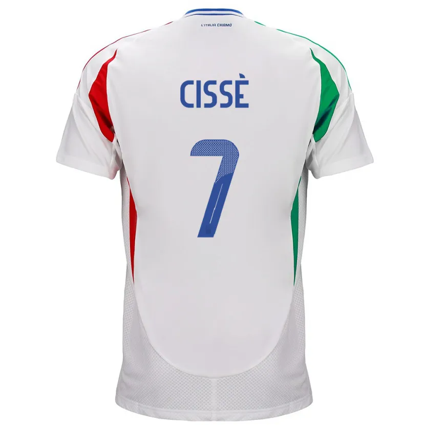 Danxen Homme Maillot Italie Alphadjo Cissè #7 Blanc Tenues Extérieur 24-26 T-Shirt