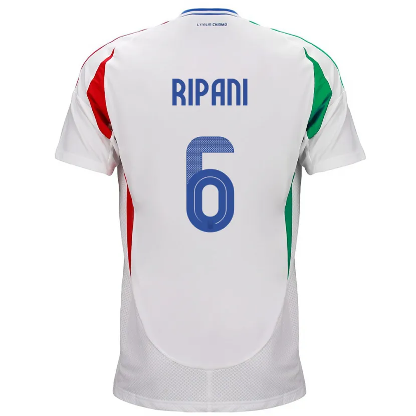 Danxen Homme Maillot Italie Diego Ripani #6 Blanc Tenues Extérieur 24-26 T-Shirt