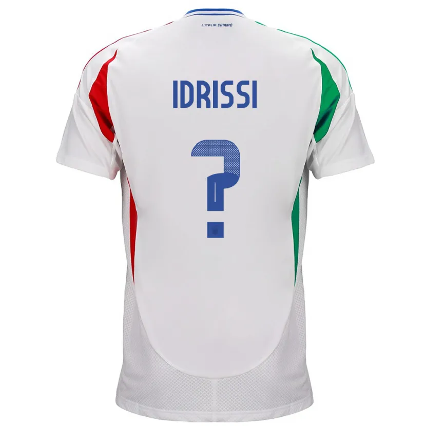 Danxen Homme Maillot Italie Riyad Idrissi #0 Blanc Tenues Extérieur 24-26 T-Shirt