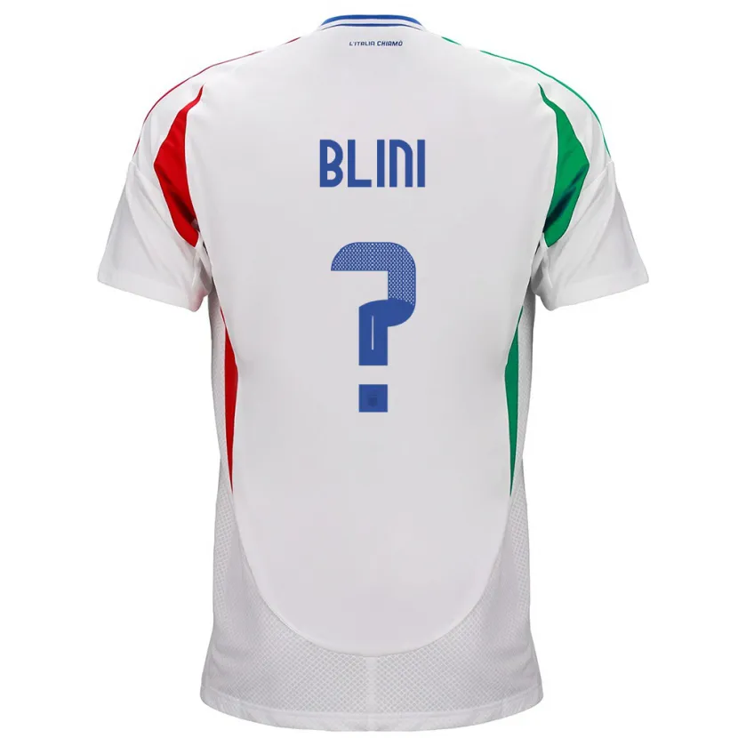 Danxen Homme Maillot Italie Oliver Blini #0 Blanc Tenues Extérieur 24-26 T-Shirt