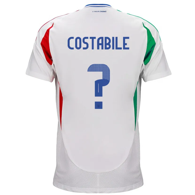 Danxen Homme Maillot Italie Cristian Costabile #0 Blanc Tenues Extérieur 24-26 T-Shirt