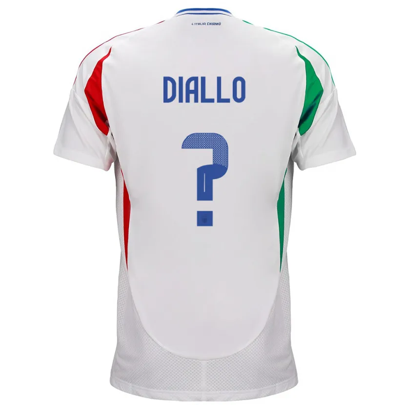 Danxen Homme Maillot Italie Djibril Diallo #0 Blanc Tenues Extérieur 24-26 T-Shirt