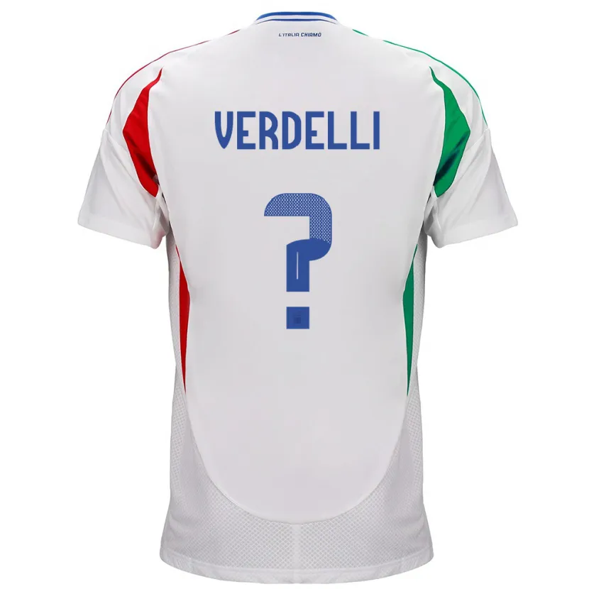 Danxen Homme Maillot Italie Davide Verdelli #0 Blanc Tenues Extérieur 24-26 T-Shirt
