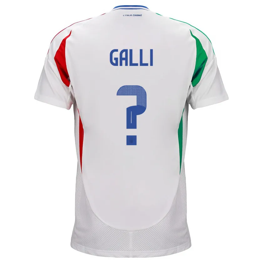 Danxen Homme Maillot Italie Aurora Galli #0 Blanc Tenues Extérieur 24-26 T-Shirt