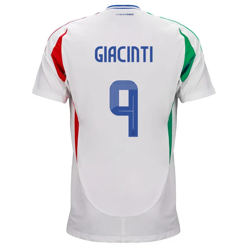 Danxen Homme Maillot Italie Valentina Giacinti #9 Blanc Tenues Extérieur 24-26 T-Shirt