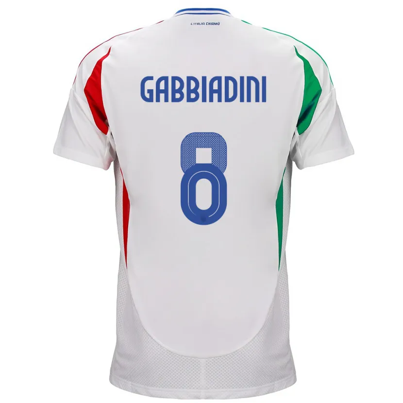Danxen Homme Maillot Italie Melania Gabbiadini #8 Blanc Tenues Extérieur 24-26 T-Shirt