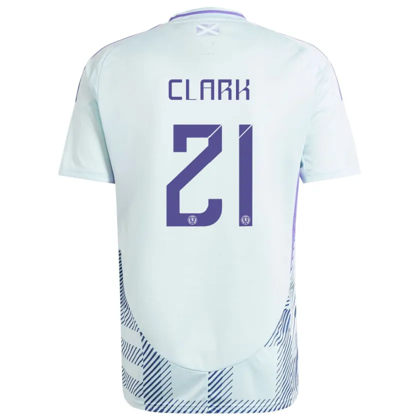 Danxen Homme Maillot Écosse Zander Clark #21 Bleu Menthe Clair Tenues Extérieur 24-26 T-Shirt
