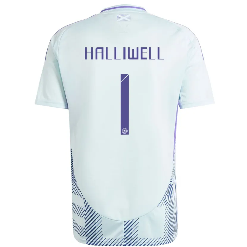 Danxen Homme Maillot Écosse Alfie Halliwell #1 Bleu Menthe Clair Tenues Extérieur 24-26 T-Shirt