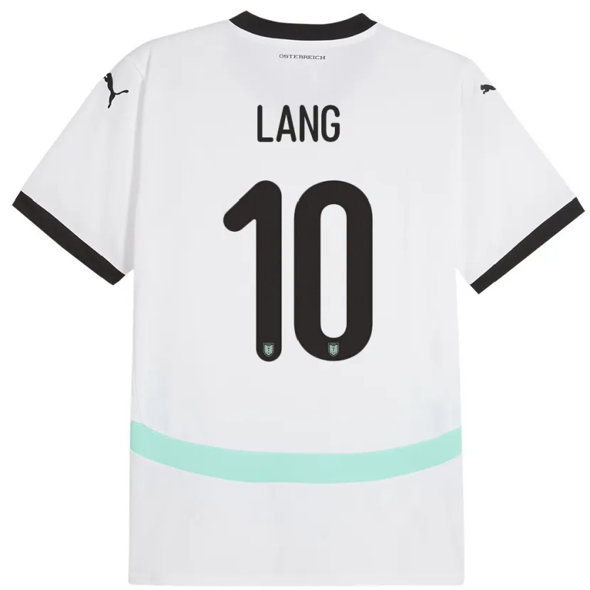 Danxen Homme Maillot Autriche Christoph Lang #10 Blanc Tenues Extérieur 24-26 T-Shirt