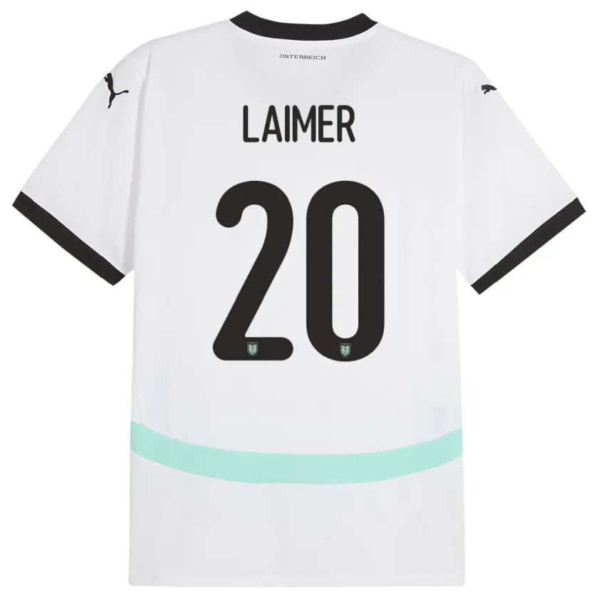 Danxen Homme Maillot Autriche Konrad Laimer #20 Blanc Tenues Extérieur 24-26 T-Shirt