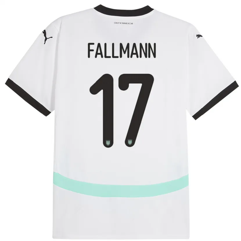 Danxen Homme Maillot Autriche Pascal Fallmann #17 Blanc Tenues Extérieur 24-26 T-Shirt