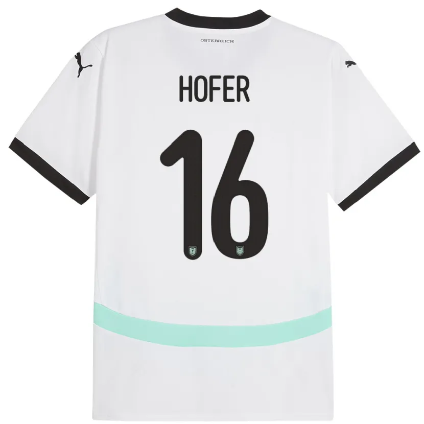 Danxen Homme Maillot Autriche Raphael Hofer #16 Blanc Tenues Extérieur 24-26 T-Shirt