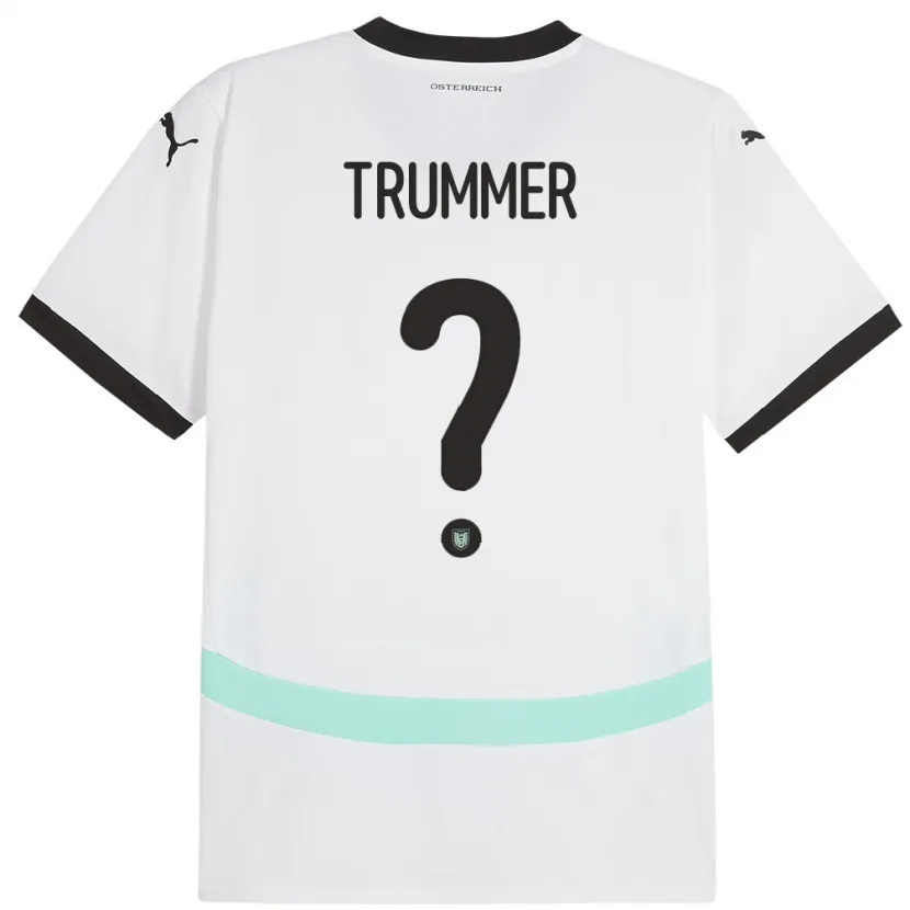 Danxen Homme Maillot Autriche Tim Trummer #0 Blanc Tenues Extérieur 24-26 T-Shirt