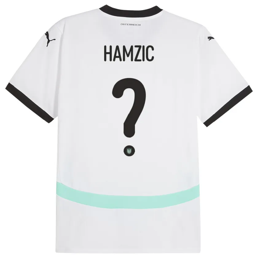 Danxen Homme Maillot Autriche Salko Hamzic #0 Blanc Tenues Extérieur 24-26 T-Shirt