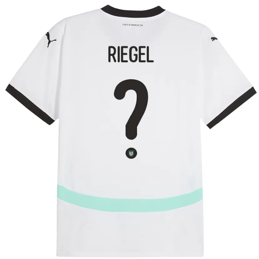 Danxen Homme Maillot Autriche Adrian Riegel #0 Blanc Tenues Extérieur 24-26 T-Shirt